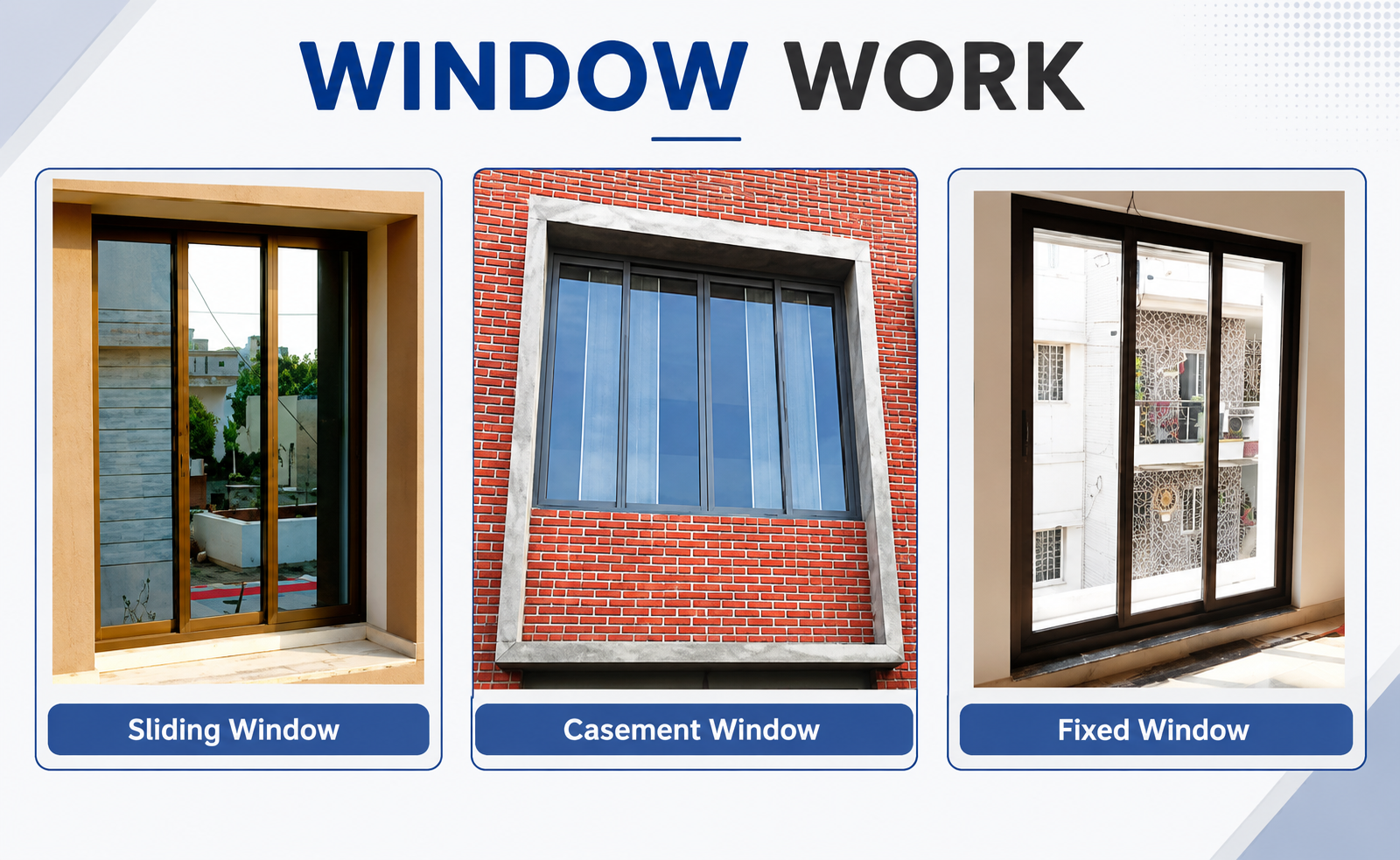 Sliding, casement, and fixed aluminium windows
